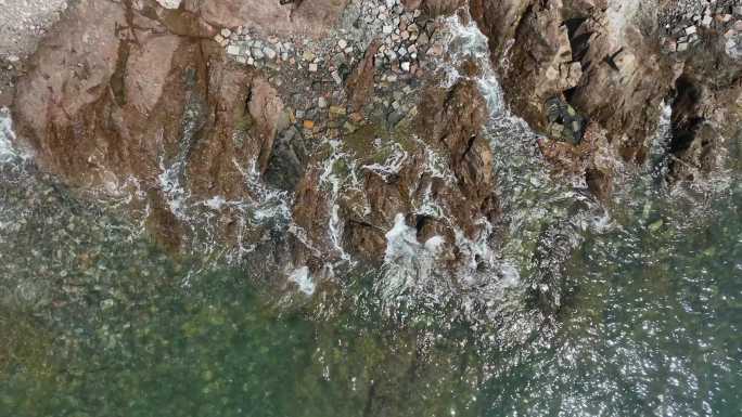 青岛地标黄岛海边海浪航拍