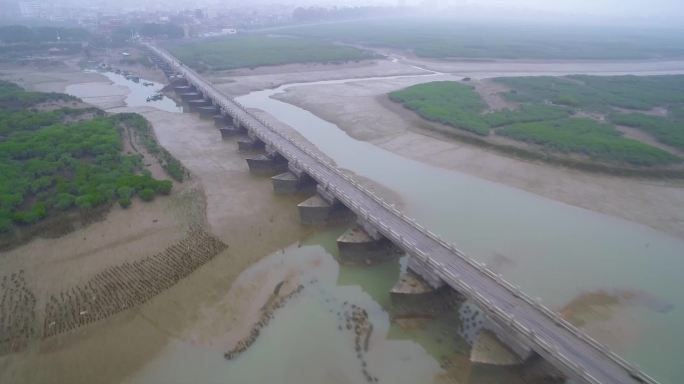 福建省泉州市洛阳桥 航拍4K