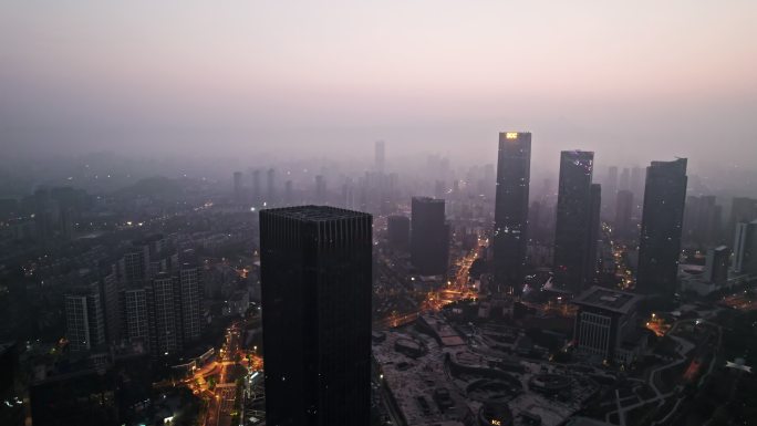 福州闽江北cbd蓝调夜景内透航拍空镜