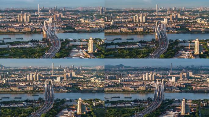 【商用4K】航拍洛溪大桥光影延时城市景观