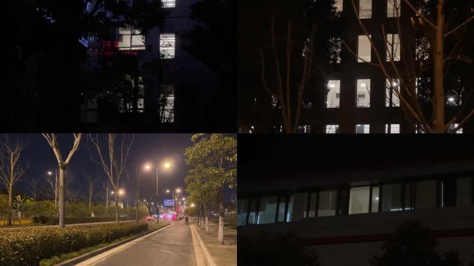 大楼窗户深夜加班 窗外夜灯灯光夜晚晚上