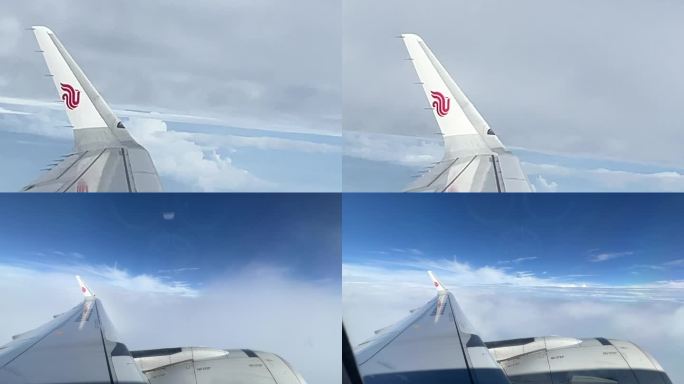 飞机在云海上飞行、正在穿越云海