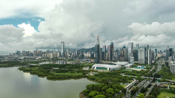 深圳南山区后海CBD无人机航拍延时