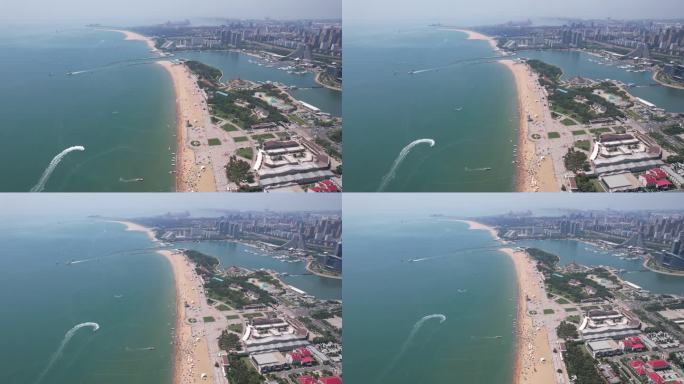 大海海浪沙滩风景日照万平口海滨风景区航拍