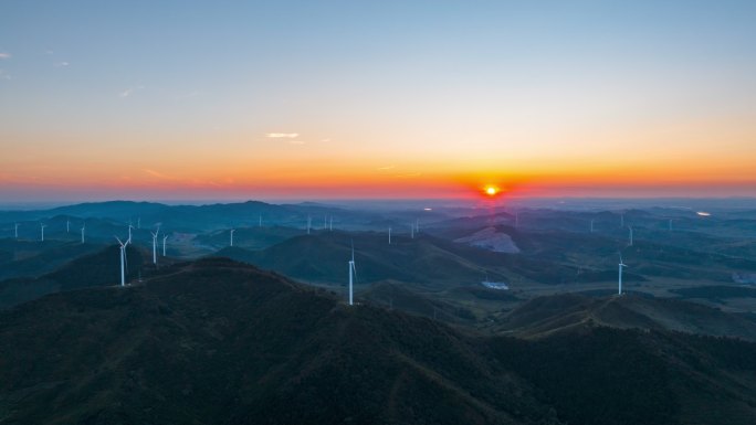 风力发电 碳中和 清洁能源 晚霞