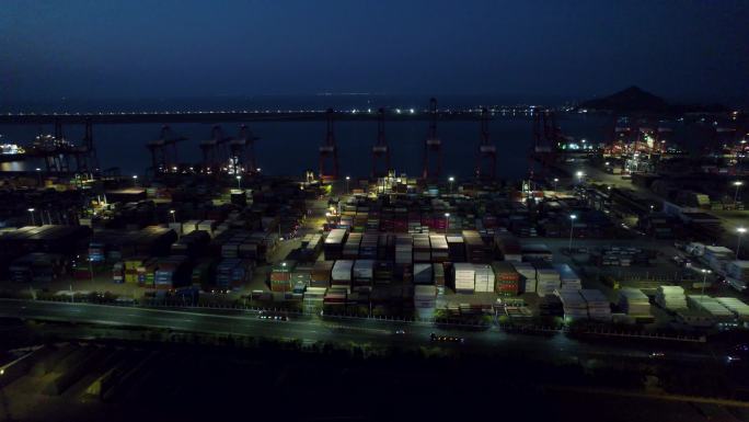 连云港港口-夜景航拍