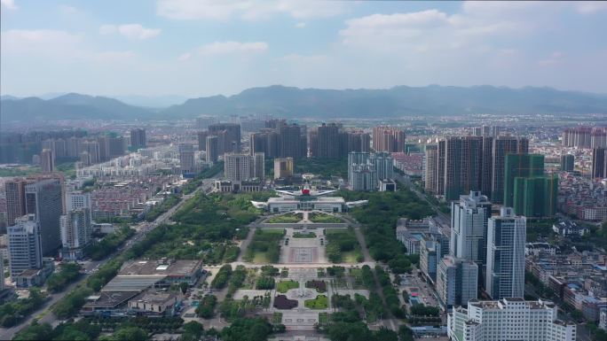 贵港广场 市政府 航拍延时