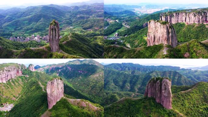 航拍浙江温州市乐清市，北雁荡山羊角洞景区