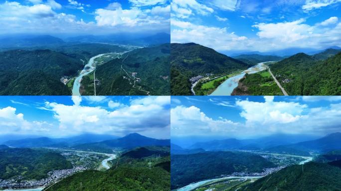 彭州天彭门 丹景山 湔江河谷航拍
