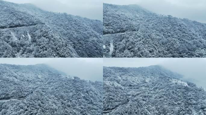 航拍林海雪原山林雾松