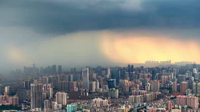 【商用4K】航拍广州极端天气暴风雨延时