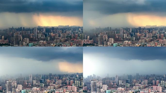 【商用4K】航拍广州极端天气暴风雨延时