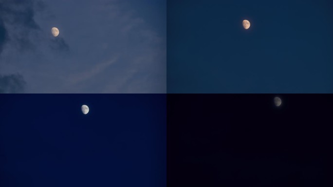 夜晚天空月亮升起延时8K
