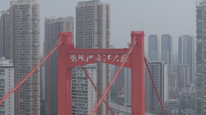 武汉鹦鹉洲大桥长焦航拍
