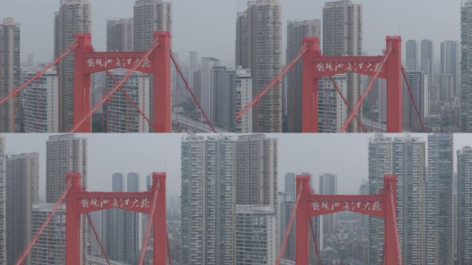 武汉鹦鹉洲大桥长焦航拍