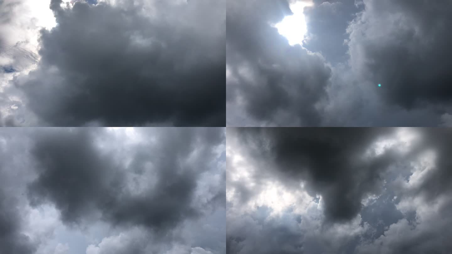 天空交织白云伴太阳旋转延时摄影