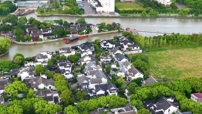 江苏苏州市姑苏区寒山寺风景风光航拍江南水