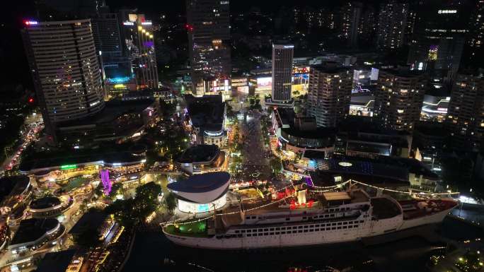 深圳南山区海上世界夜景航拍