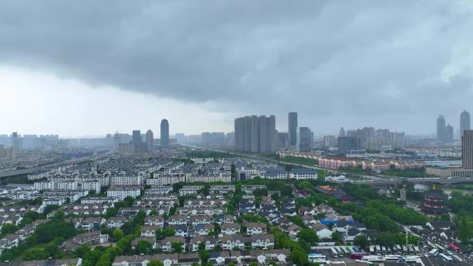 江苏苏州市姑苏区寒山寺风景风光航拍江南水