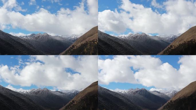 川西高原夹金山宝兴雪山峡谷云海蓝天延时