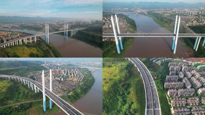 4K航拍城市建设桥梁