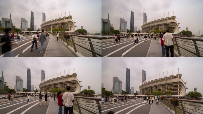 广州海心沙人流延时游客打卡拍照