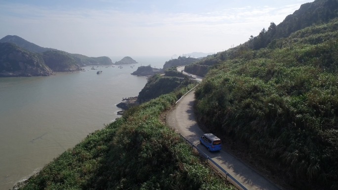 福建 嵛山岛 海边公路 航拍4K