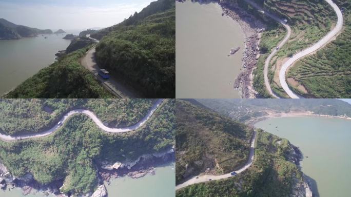 福建 嵛山岛 海边公路 航拍4K