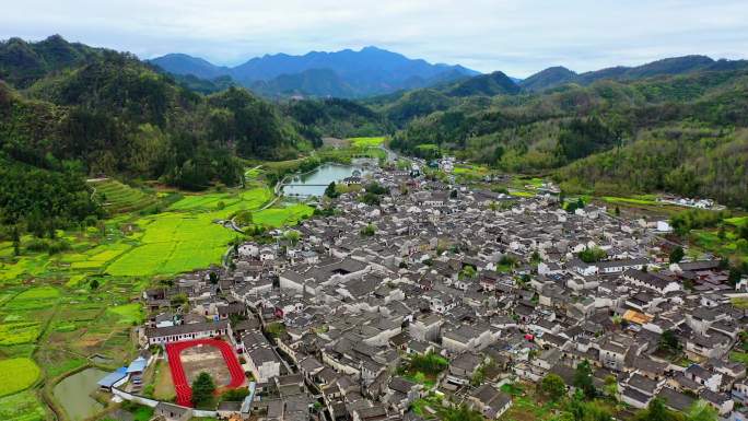 安徽黄山黟县西递古镇高空大场景航拍