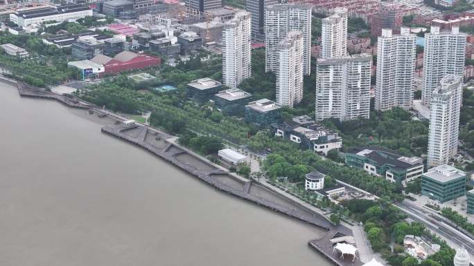 4K-Log-航拍上海徐汇滨江、西岸中心