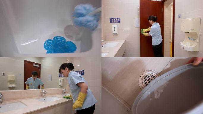 4K物业保洁卫生间清洁流程