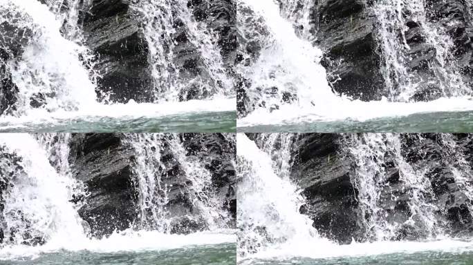 壮观大气的瀑布流水，水浪水花水珠