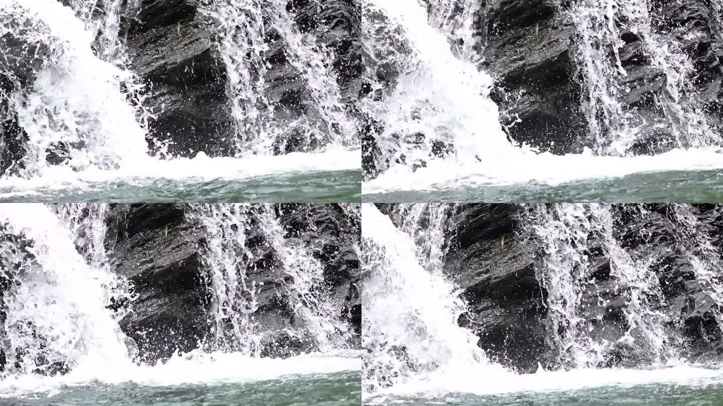 壮观大气的瀑布流水，水浪水花水珠