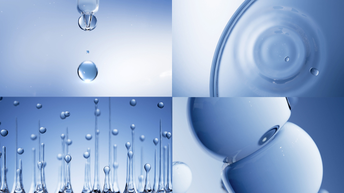 蓝色水分子精华球细胞水滴化妆品透明萃取