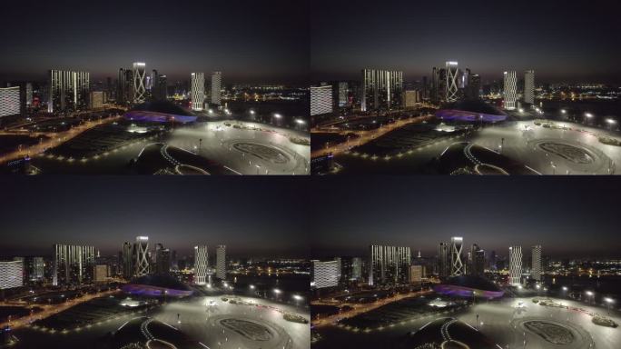 大连东港商务区夜景航拍