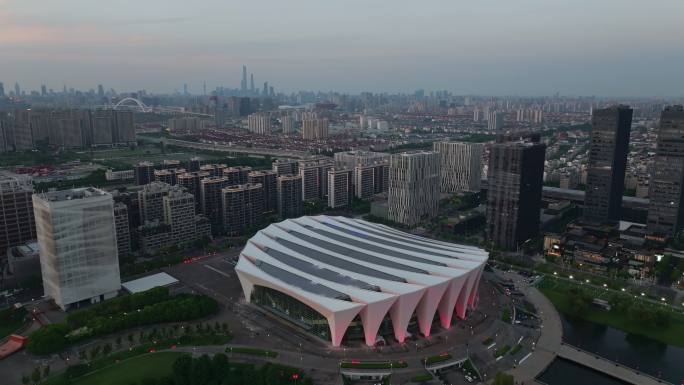 航拍上海浦东新区东方体育中心