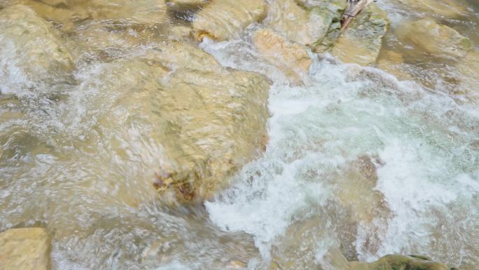 清澈的泉水水流水花