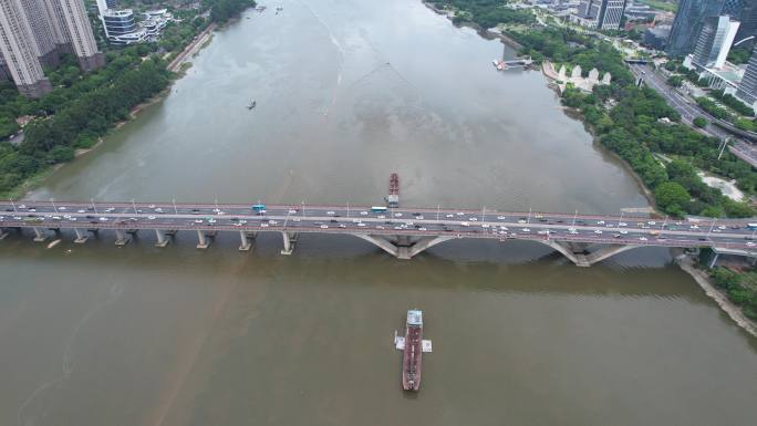 福建福州闽江尤溪大桥交通航拍