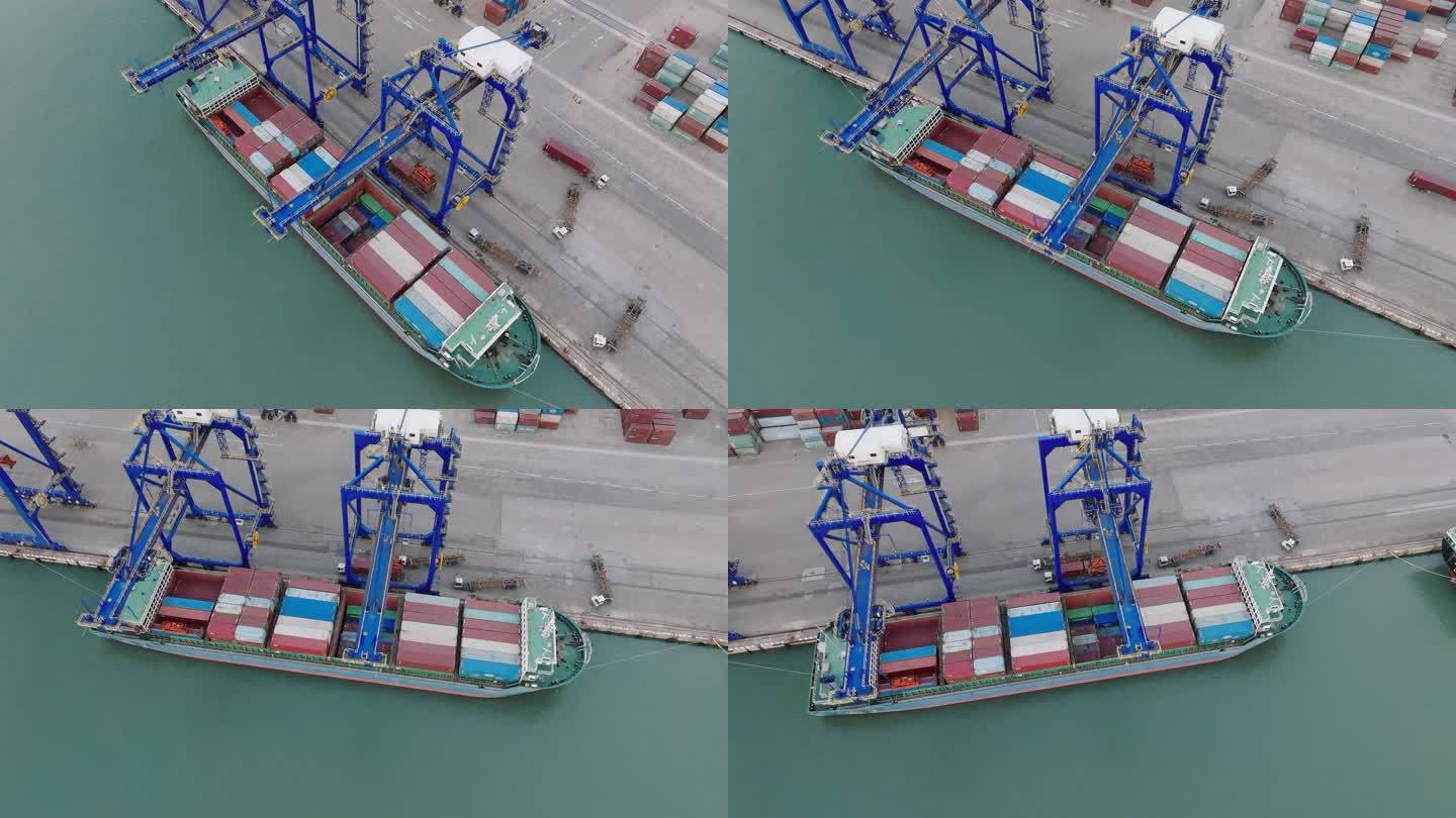 海口秀英港货运集装箱码头航拍