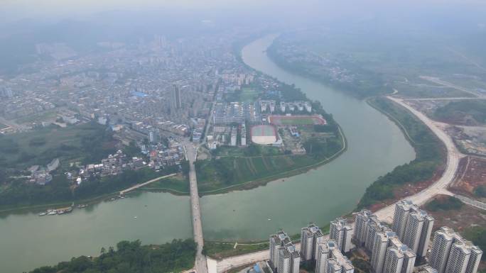 隆安县城航拍文昌塔南宁市周边地区经济4K