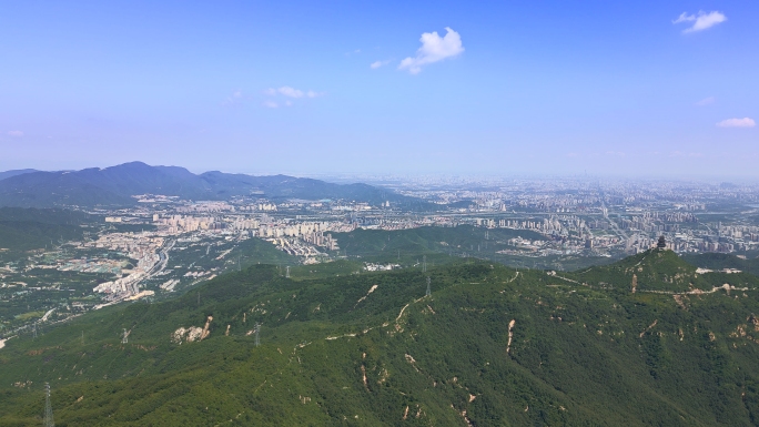 北京门头沟定都峰鸟瞰北京城区