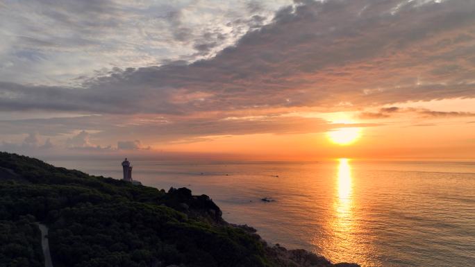 灯塔 海上日出