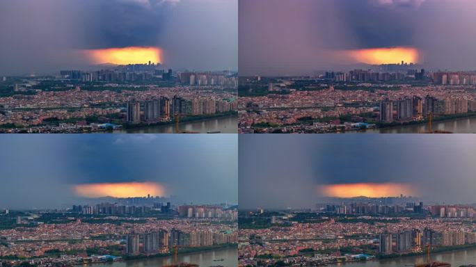 【商用4K】航拍广州极端天气暴风雨延时