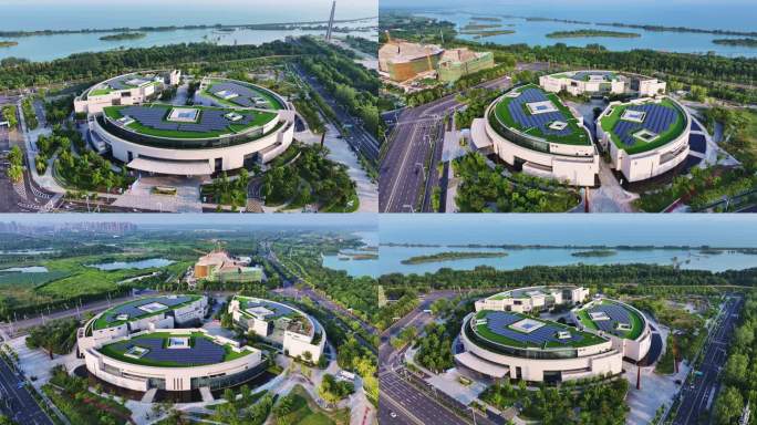 航拍滨湖安徽创新馆建筑风光