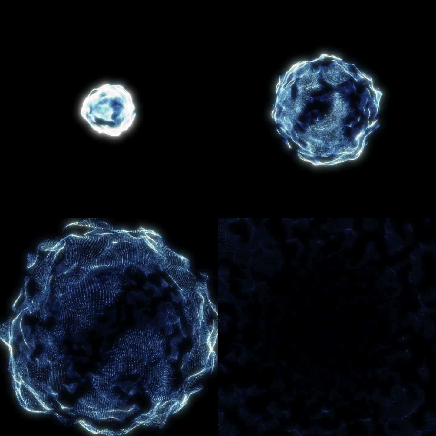 蓝白色粒子球冲击波爆炸