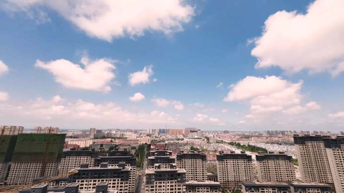 4K盘锦 延时 城市上空 航拍 云层视频