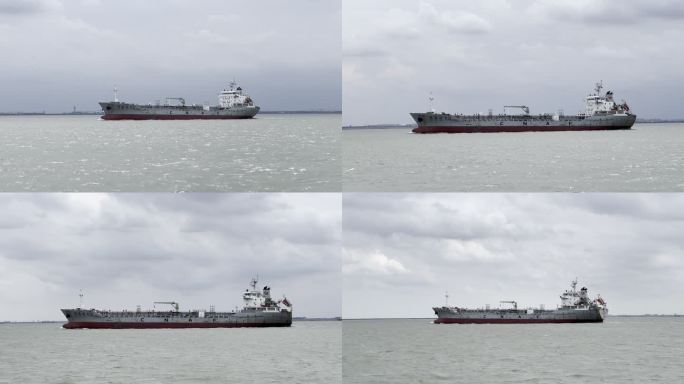 海鑫油612轮船航行在广阔的长江江面上