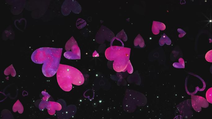 粉紫手绘桃心背景素材