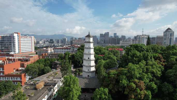 福建福州定光寺定光塔地标建筑白塔航拍