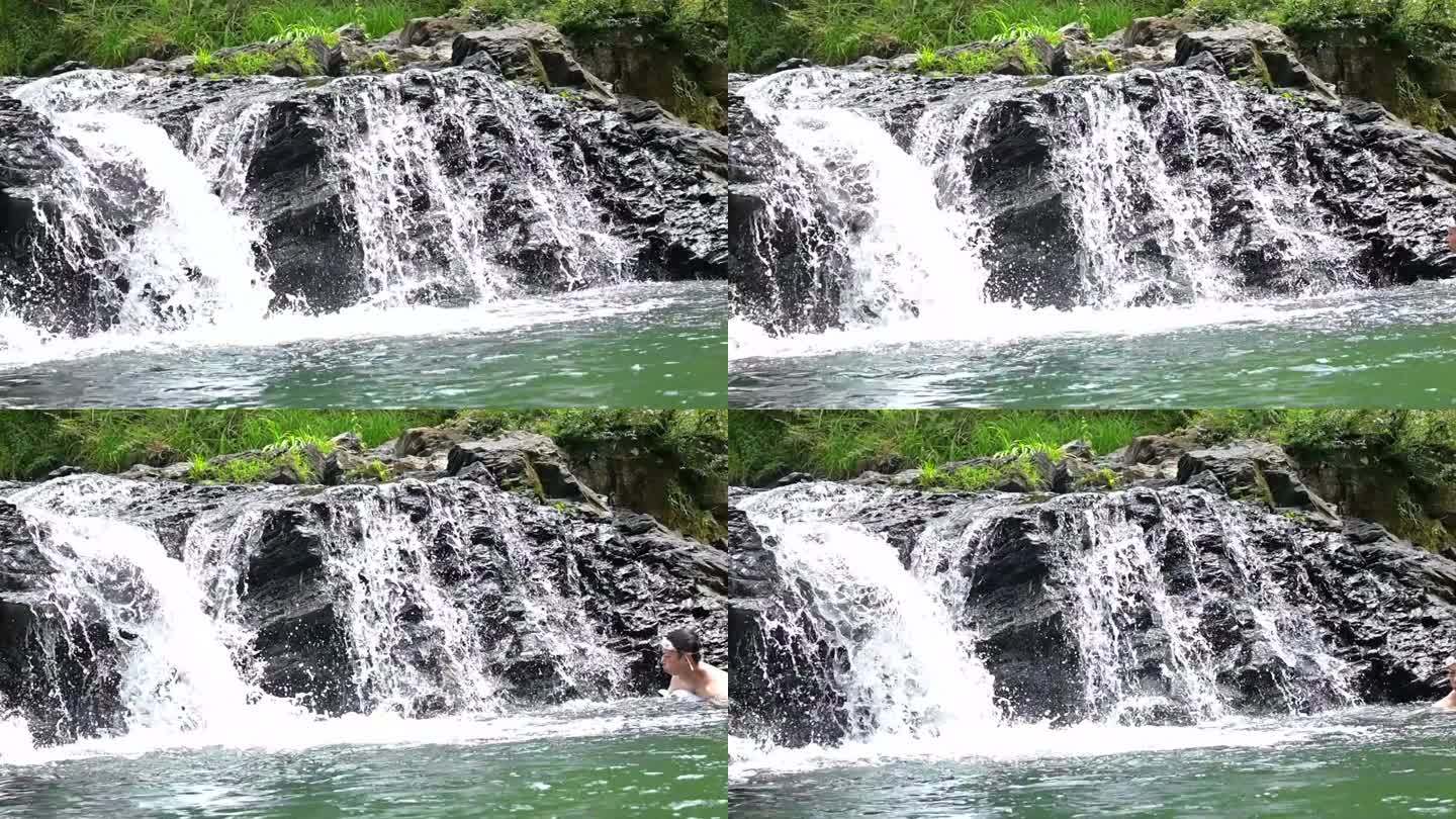 瀑布，小溪流水，水花